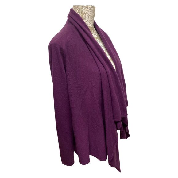 Lord & Taylor 100% Cashmere Purple Waterfall Shawl Cardigan Sz L Petite - Picture 4 of 10